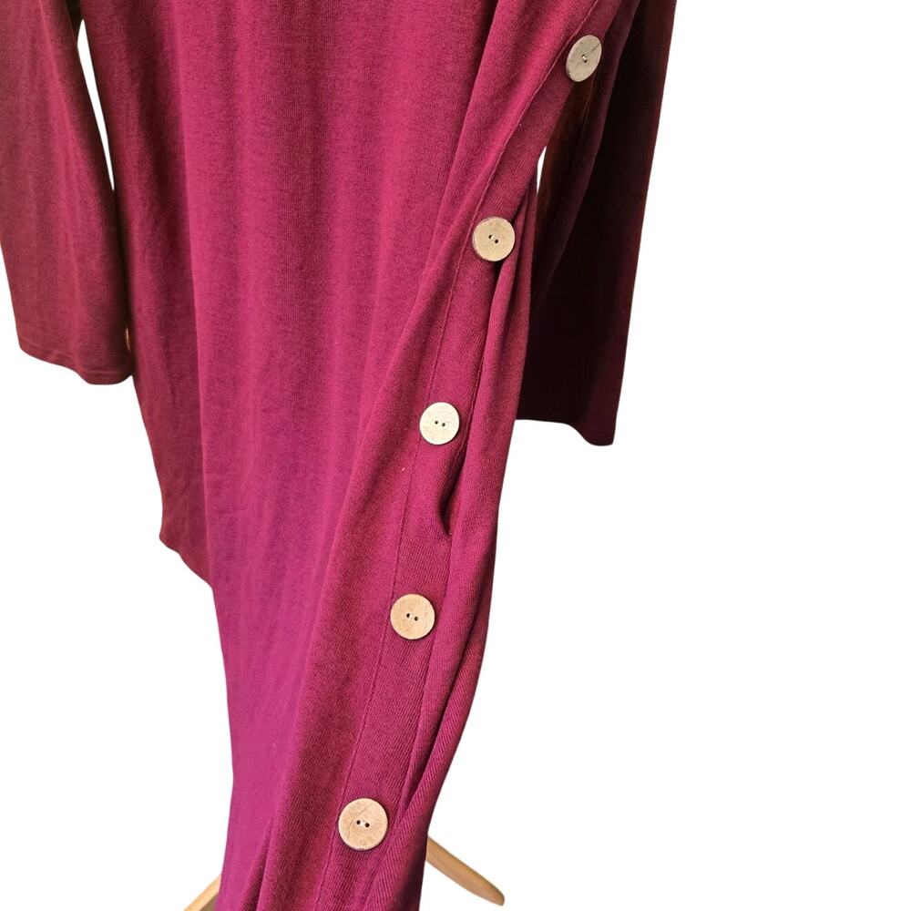 NWT Ofeefan XXL Red/Maroon/Burgundy Longsleeve Knit Dress w Buttons [0224] - Picture 4 of 11